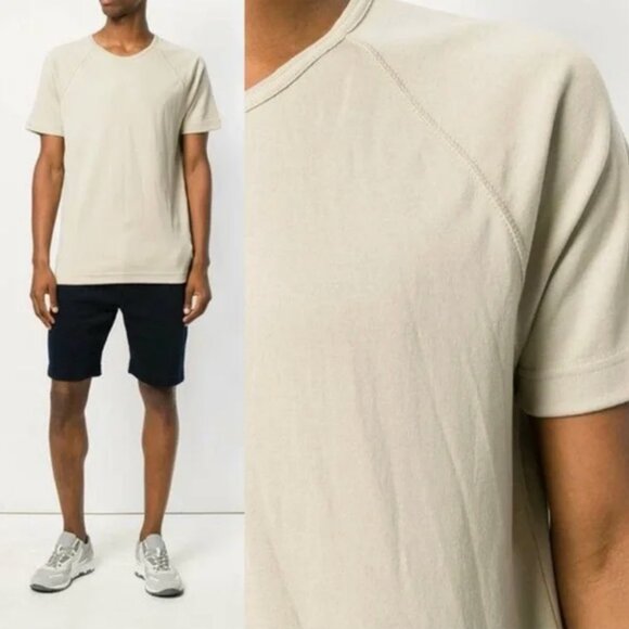 SNS Herning Short Sleeve Crew Neck T-Shirt Beige Sand Size Small Tee Symbol NWT - Picture 2 of 14